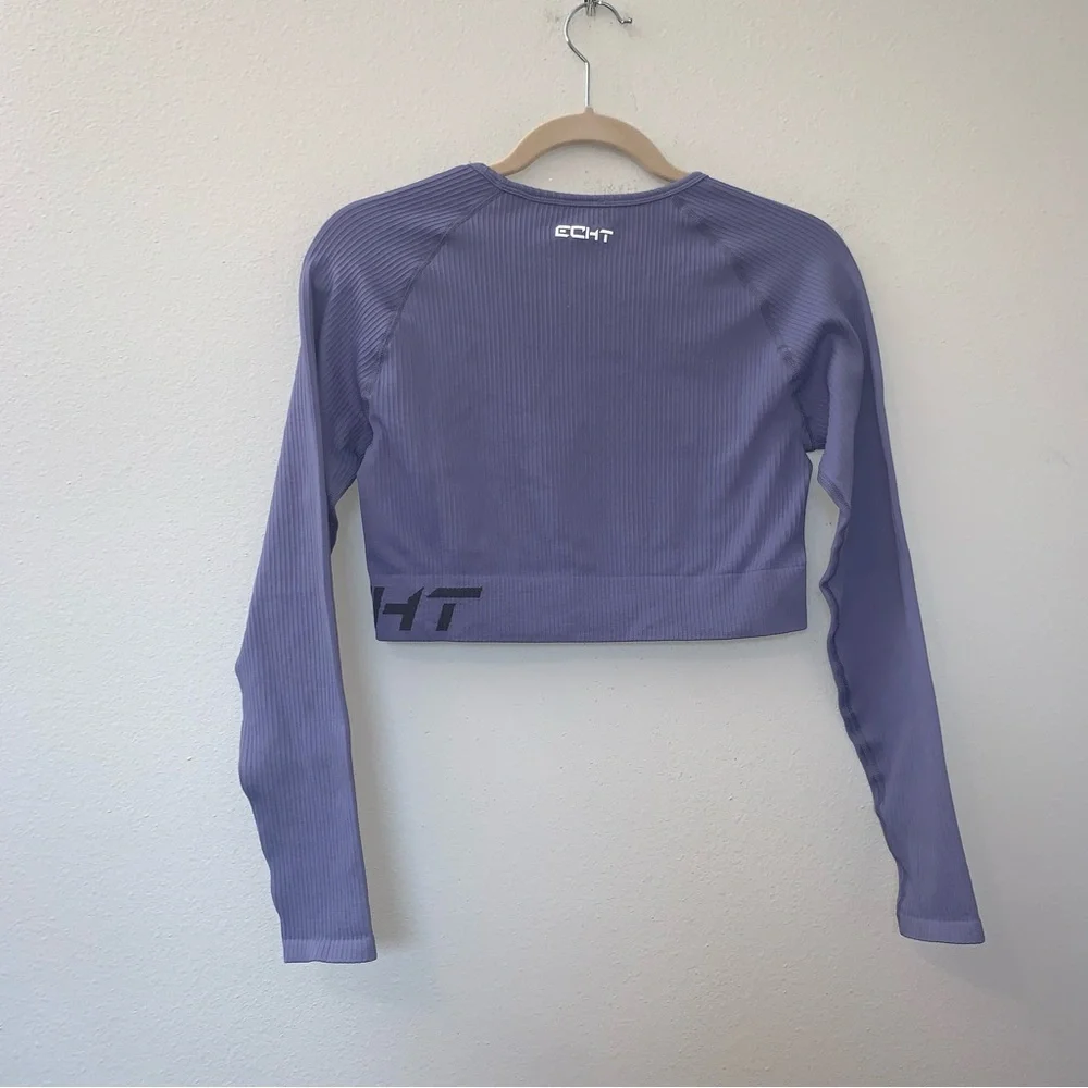 ECHT Arise Comfort Long Sleeve Ribbed Athletic Crop Top - Picture 2 of 4